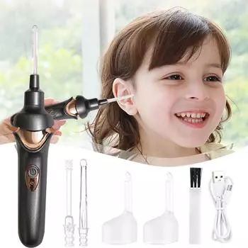 Wiwilys Electric Ear Scoop, перезаряжаемый светодиодный инструмент для чистки ушей, тихий, безопасный, малошумный, портативный очиститель ушей для детей и взрослых One Size