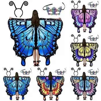 Wiwilys женский костюм бабочки бабочка с красочной маской и повязкой на голову шарф-бабочка ткань маскарадные костюмы для косплея маскарадный бал One Size