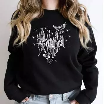 Wizard Castle Sweatshirt Believe In Magic Hoodies Magical School Sweatshirts Women Long Sleeve Pullover Wizard School Hoodie Top S зелёный