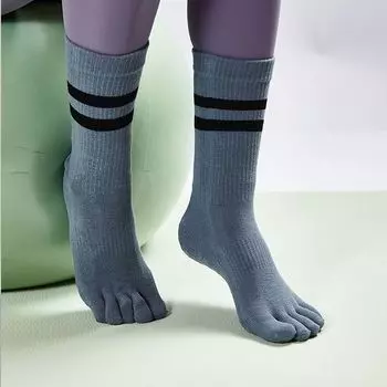 Wkuw Knee Socks Pilates Socks Women s Professional Sports Fitness Silicone Pressure Split Toe Yoga Socks Non-Slip Finger Socks Navy Youth 2403(37-size 40)
