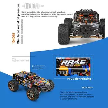 WLtoys 104016 Автомобиль с дистанционным управлением 1/10 2,4 ГГц 55 км/ч Высокоскоростной внедорожный грузовик Бесщеточный двигатель 4WD разноцветный