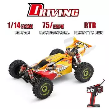 WLtoys XKS 144010 Remote Control Car Off-Road Car High Speed 75km/h 1/14 2.4GHz Racing Car 4WD RTR 2 battery жёлтый