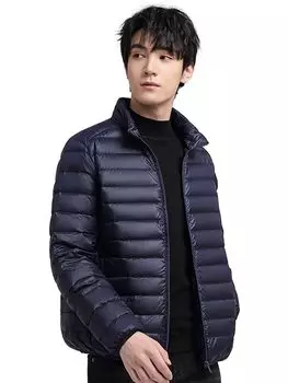 Wnodruke Down Ультралегкий пух Компактный зимний WN006 Воротник Мужская куртка, Легкая, Теплая, Пальто, Хранение, Весна, Осень, (3XL, - Темно-синий)