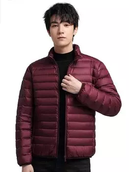 Wnodruke Пуховик Легкий Теплый Сверхлегкий Пуховик Компактное Хранение Весна Осень Зима WN006 Мужской (JP, Alphabet, 2XL, воротник-красный)