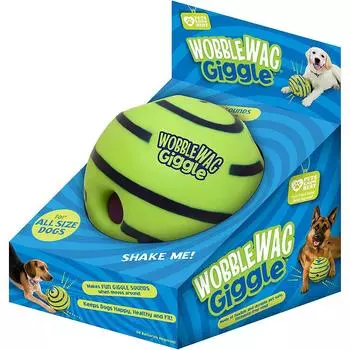 Wobble Wag Giggle Glow Ball Интерактивная игрушка для собак Забавные звуки хихиканья, когда их катают или встряхивают Домашние животные лучше всего знают, как их показывают по телевизору 8.8cm