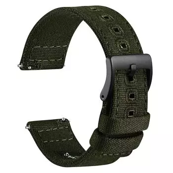 [WOCCI] ремень для часов из холста 18 мм ремешок для часов вышитый тканевый сменный ремешок для часов быстросъемная пряжка армейского зеленого/черного цвета