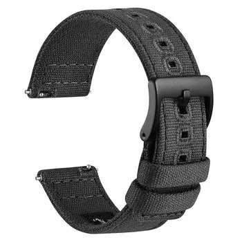 [WOCCI] ремень для часов из холста 22 мм ремешок для часов вышитый тканевый сменный ремешок для часов быстросъемная серая/черная пряжка