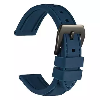 [WOCCI] Ремешок для часов из силиконовой резины толщиной 24 мм, полностью водонепроницаемый, сменный ремешок для часов, резиновый ремешок для часов, темно-синяя черная пряжка