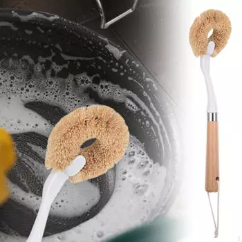 Wodden Cleaning Brush Pot Removes Oil and Dirt Stains Pan Scrub Dish for Kitchen