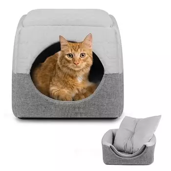 Wodondog Cat Pet Summer Cat Dome Cushion, совместимая с Hot Cushion Mat Cold для маленьких собак и кошек, кровать, кровать, дом, форма, складная, 2WAY, серый
