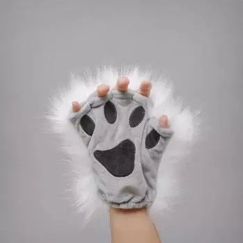 Wolf Claw Halloween Gloves Half Finger Cat Paw Mittens Prank Toy Bear Paw Gloves Winter чёрный