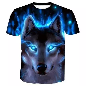 Wolf Fashion Men 3d Print Tshirts Tops Summer Short Sleeves Oneck Tees Shirts XL