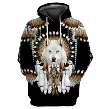 Толстовки с принтом волка Мужские толстовки с капюшоном 3D Брендовые толстовки Куртки Качественные пуловеры Модные спортивные костюмы Уличная одежда с изображением животных S