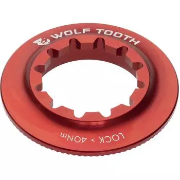 Wolf Tooth Centerlock Rotor Spline internal 9mm 12mm thru axle compatible Lockring-Internal Red, serrations, QR,