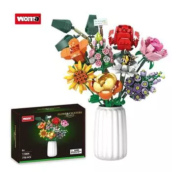 Woma Toys 11804 Соберите 8 цветочных кирпичиков Букет Цветок Строительные блоки Набор Игрушка С Розой