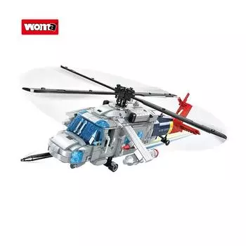 WOMA TOYS Военная модель самолета Боевой вертолет Черный Ястреб Пластик ABS Строительный блок Кирпич Игрушечный набор серебряный