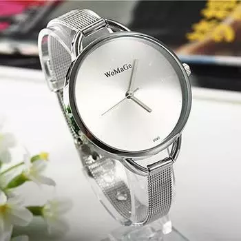 WoMaGe Роскошные серебряные часы Модные женские часы