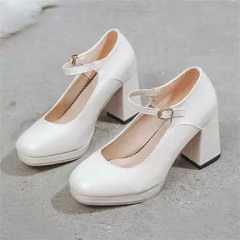 Woman 2024 Pumps Square High Heels Platform Heel for Women Summer Mary Jane Shoe Black Heels Women s Shoes Sandals Brown 34