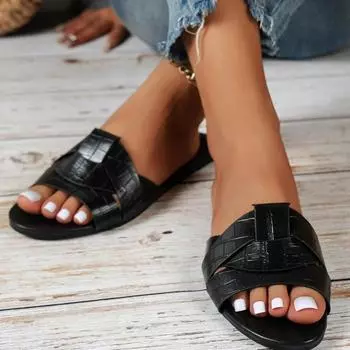 Woman Flat Slippers Woven with Comfortable Women s Shoes Casual Slippers 35 коричневый