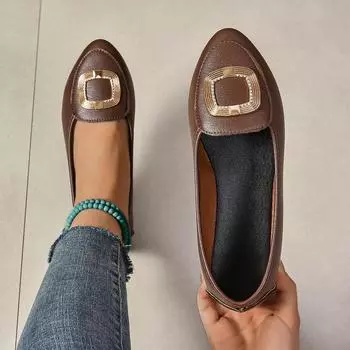 Woman Flats New Slip on Ballet Loafers Outdoor Lightweight Office Boat Shoes for Women Pointed Toe Comfortable Sneakers Women 36 бежевый