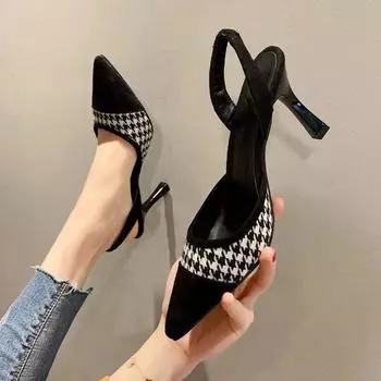 Woman Heel Shoes Sandals Women s 2024 New Summer Pointed Sandals Female Thin Heel Shoes Fashion Women s Shoes Zaptos Mujer 35 чёрный