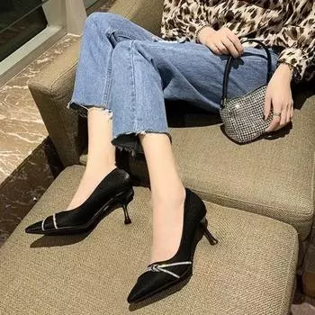 Woman Pumps Korean Style Shoes For Women Formal Non Slip A Chic Point High Quality Wholesale Quick Delivery Promotion Hot Offer 34