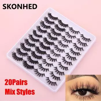 Woman s Fashion Criss-cross Handmade Thick Long Wispies Fluffies 3D Faux Mink False Eyelashes YP209