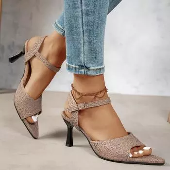 Woman Sandals Ankle Strap Peep Toe High Heels Sandals 2025 Sexy Dress Wedding Shoes Women Designer High Heels Buckle Woman Pumps 36