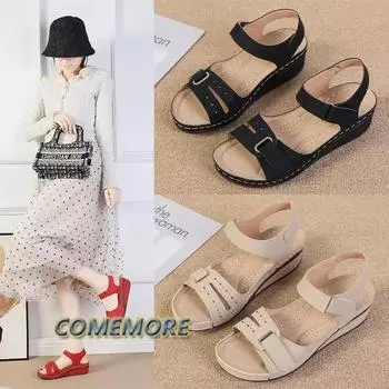 Woman Sandals Soft Ladies Comfortable Flats Open Toe Beach Shoes Footwear Fashion Women’s Slippers Casual Fish Mouth Large Size 35 бежевый
