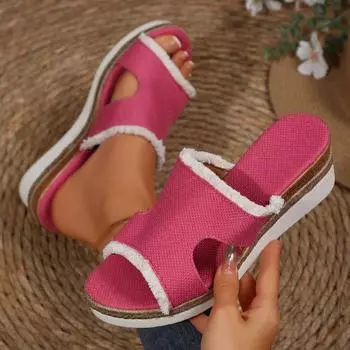 Woman Sandals Summer Non-Slip Party Shoes for Women Casual Slip on Sandals Platform Wedge Slippers Slides Women Zapatos De Mujer 36 хаки