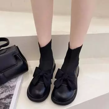 Woman Short Shoes Elegant With Low Heels Elastic Booties Autumn Pu Designer Luxury Fashion 2024 Chic Ankle Sock Boots for Women 35