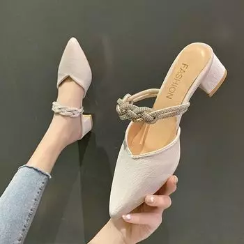 Женские тапочки, белые сандалии, острые носки, сексуальные свадебные туфли для женщин, недорогие премиальные топы, в продаже, но 39 35