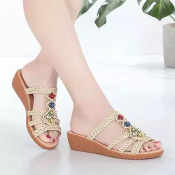 Woman Slippers Wedge Heel Flip Flops Sandals on Beach Slides Rubber Junior Shoes for Women Eva Chic and Elegant Unique Wholesale 36