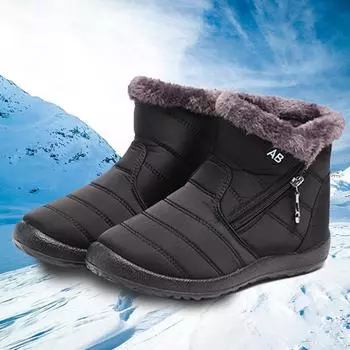 Woman Winter Snow Boots Plus Velvet Warm Ankle Boot Female Waterproof and Non-slip Casual Cotton Shoes 35 красный