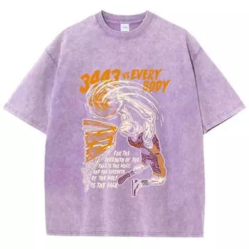 Womans Acid Wash T-Shirts Skeleton Basketballprints Tops Distressed Crewneck Oversized Cotton Tee Shirts Trend Clothes S