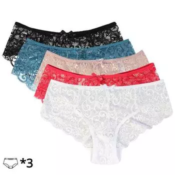 Womem сексуальные кружевные трусики с цветочным принтом, мягкие удобные трусы, нижнее белье, 3 шт. S
