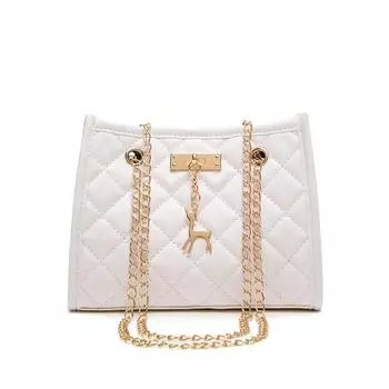 Women 2025 fashion embroidered chain women s bag personalized deer pendant shoulder messenger bag mobile phone bag белый