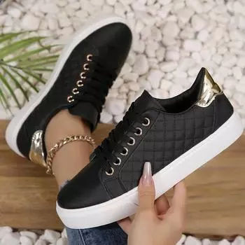 Women 2025 Spring Autumn new fashion breathable comfortable soft sole walking casual sneaker chunky white outdoor GIRL S loafers 35 чёрный