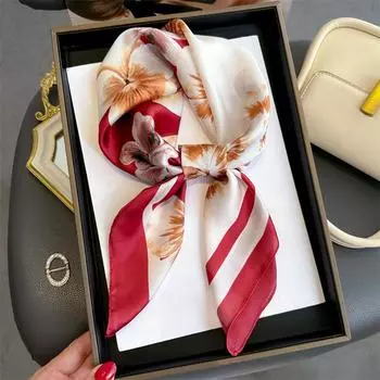 Женский квадратный шелковый шарф 70*70 см, роскошный модный платок, мягкая повязка на голову, шейный платок, повязка на голову, лента, галстук, бандана 70X70cm
