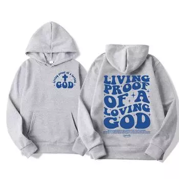 Women Aesthetic Christian Apparel Brown Jesus Men Hoodies Living Proof of A Loving God Print Hoody Sweatshirts S