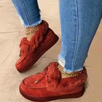 Women Ankle Boots 2024 Winter Fashion Warm Thickened Fluff Women Snow Boots Soft Comfortable Slip on Platform Soft Shoes Women 35 светло-серый