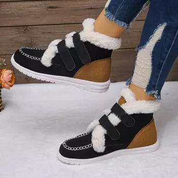 Women Ankle Boots 2024 Winter New Fashion Warm Thickened Fluff Soft Women Snow Boots Casual Comfortable Velcro Shoes for Women 36 хаки