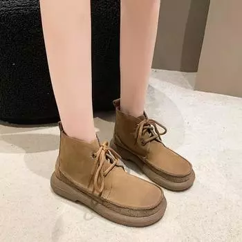 Women Ankle Boots Plus Size Autumn Winter Woman Snow Boots Platform Shoes Comfortable Round Head Low Heel Sneakers 35 хаки