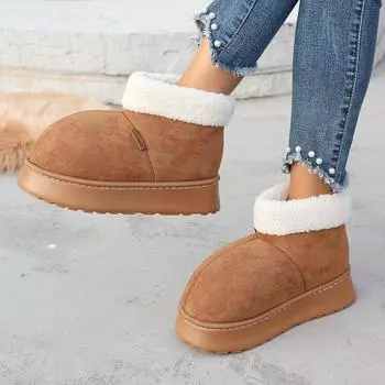 Women Ankle Boots Thick Sole Cotton Slippers Women Winter Warm Plush Shoes Couples Indoor Home Snow Boots Women Botas De Mujer 36-37 чёрный