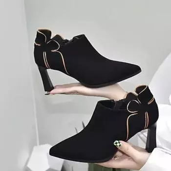 Женские ботильоны осень 2024 года на маленьком каблуке, женские ботильоны осень-зима плюс бархатные ботинки на низком каблуке, женская обувь 34
