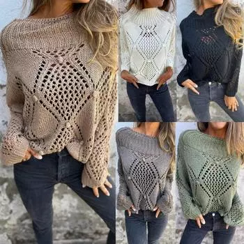 Женский осенний повседневный свитер с рукавами «летучая мышь» с вырезом, трикотажные пуловеры и свитера S белый