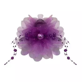 Women Autumn Winter French Style Flower Bead Feather Female Tassel Hair Accessories Hairpin Cla W6Y3 Purple-13CM