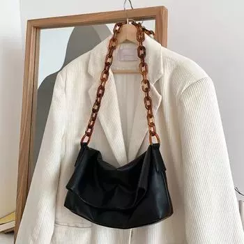 Женская сумка из искусственной кожи с клапаном на цепочке, винтажная, сплошная застежка, мягкая сумка через плечо, роскошная дизайнерская сумка