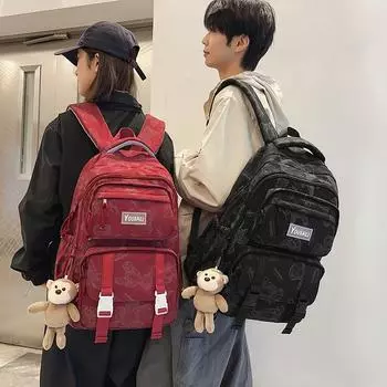 Women Bear Backpack Student Schoolbag Men Large Capacity Backpack чёрный