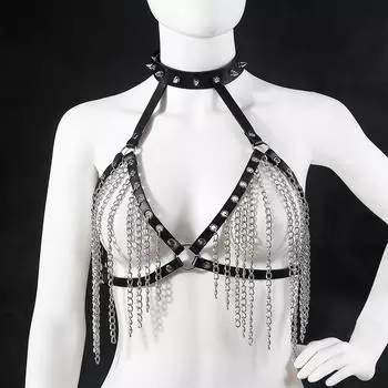 Женский поясной бюстгальтер с цепочкой для тела, регулируемый, модный, для косплея, ночного клуба, маскарада